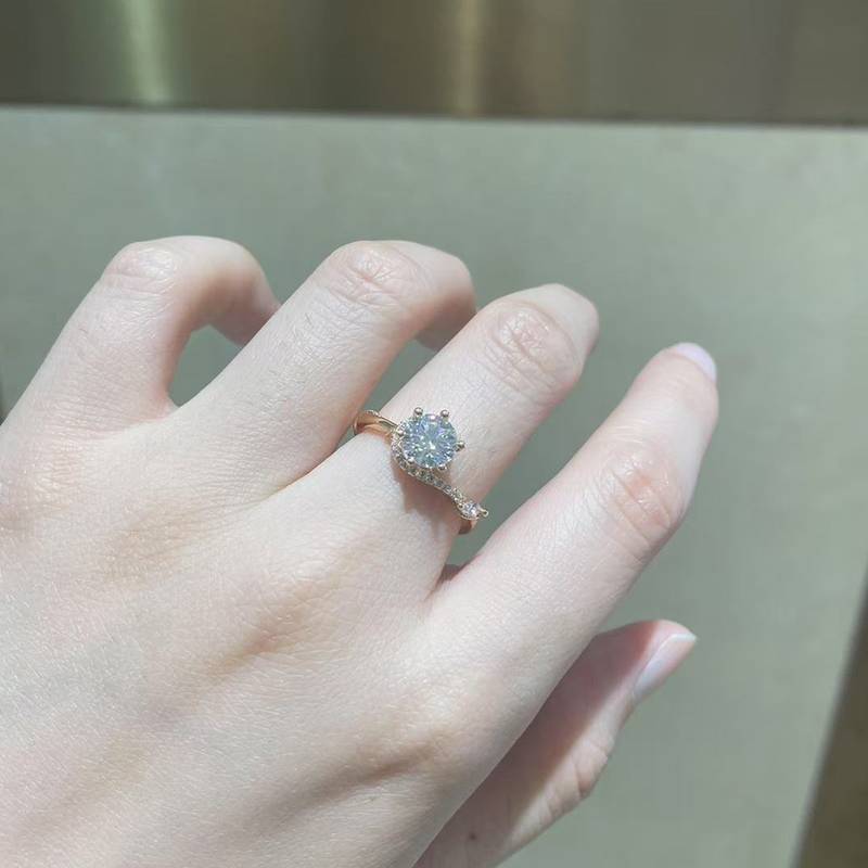 扭臂六爪S925银镀玫瑰金定制选款主石Moissanite1.0ct/副石高碳钻